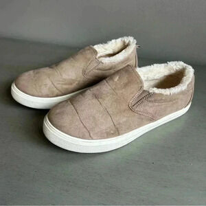 ESPRIT Slip On Sneaker Women 7.5 Paramount Neutral Tan Faux Fur Round Toe Shoe